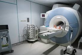 MRI suite with cooling system support equipment